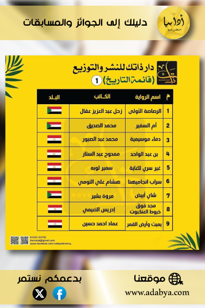 القائمة القصيرة للمُرشحين للنشر المجاني بدار ذاتك للنشر والتوزيع والترجمة